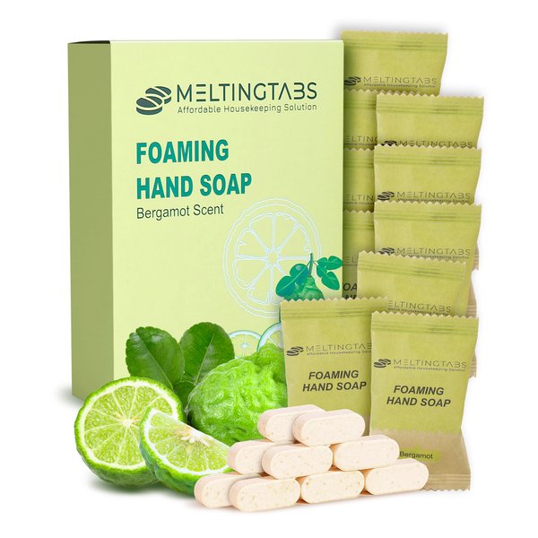 MELTINGTABS Foaming Hand Soap Refill Tablets - Bergamot Scent - Hand Wash Concentrate, Portable and Moisturizing, 10 Pack Travel Refill Tablets