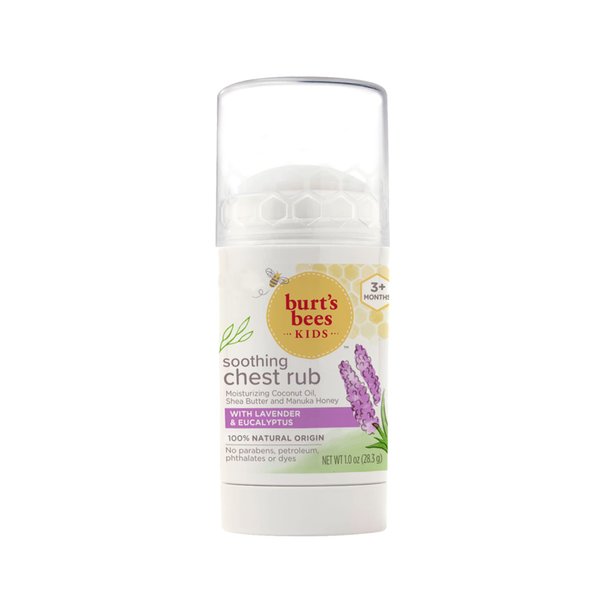 Burt's Bees Kids Chest Rub Stick, Coconut Oil, Shea Butter and Manuka Honey Lavender & Eucalyptus, White, 1 Ounce