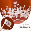Latious Leaf Bride Wedding Tiaras Silver Rhinestone Princess Headwear Pearl Bridal Headpiece for Women (Silver)