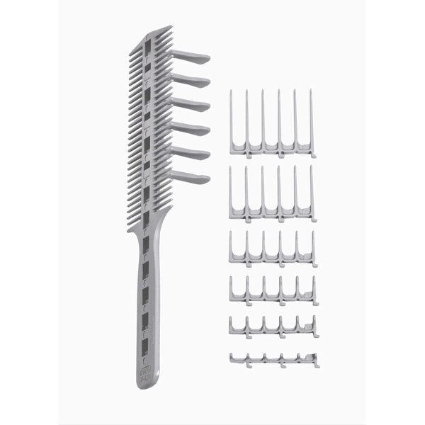 CombPal Scissor Clipper Over Comb Hair Cutting Tool - Barber Hair cutting kit - DIY Home Hair cutting Guide Comb Set (Classic Set, Gray)