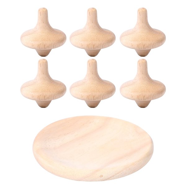 WODI Wooden Spinning Tops,6Pcs Unfinished Wood Tops with Base, Novelty Gyroscopes, Spinning Tops for Kids, Kindergarten Toys, Great Gift for Toddlers Girls Boys