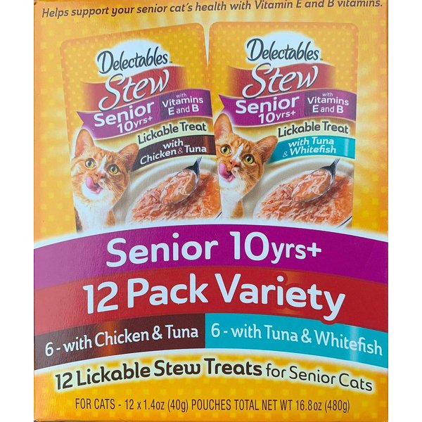 Hartz Delectables Stew Senior Cat Treat Variety Pack, 12 Count