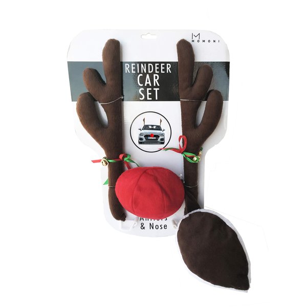 MOMONI Premium Reindeer Car Kit Antlers, Nose, Tail- Rudolph Set Reindeer Christmas Decoration Car Costume Auto Accessories