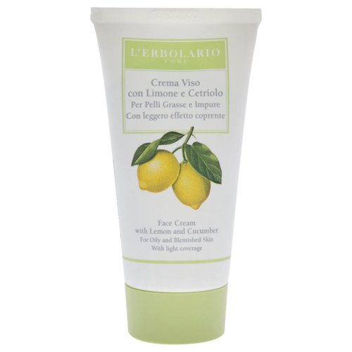 L'Erbolario Face Cream With Lemon and Cucumber - Light Coverage Face Cream for Women - Face Lotion with Vitamin E - Cream for Dry, Oily and Blemished Skin - Cruelty Free Moisturizer - 1.6 oz