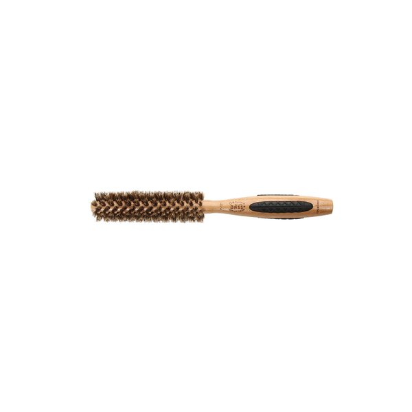 Bass Brushes | P Series | Straighten & Curl Round Hair Brush | Deluxe Length Styling Head | Natural Bristle | Pure Bamboo Handle | Extra Small Barrel | Model P101