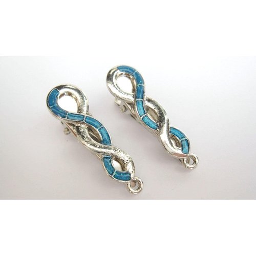 Generic 2 small turquoise blue stone silver alligator hair clip barrettes fine hair