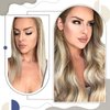 LaaVoo Tape in Human Hair Extensions Balayage Ombre Real Human Hair Extensions Tape in Remy Hair Extensions Light Brown Fading to Platinum Blonde with Brown 20pcs 50g 14 Inch