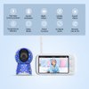 NexiGo Video Baby Monitor with Camera and Audio, 5 Inch Split IPS Screen, Support Up to 4 Cameras, 2-Way Audio, Pan-Tilt-Zoom, 4800mAh Battery, Temperature Detection, Night Vision, Lullaby (Blue)