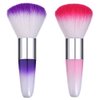 eBoot 2 Pieces Soft Nail Art Dust Remover Powder Brush Cleaner for Acrylic and Makeup Powder Blush Brushes (Pink, Purple)