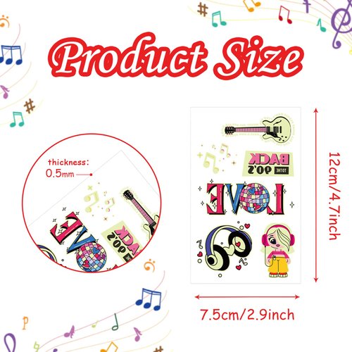 Rock and Roll Rave Festival Temporary Tattoos Sticker,Music Festival Party Glow in The Dark Accessories for Women Men in Party Favors Supplies