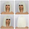 Amarlis Blonde Bob Wigs for Women, 12 Inch Platinum Blonde Bob Wig with Bangs Silky Soft Synthetic Fibers Wigs Hair for Cosplay Daily Party(12 Inch, Platinum Blonde)