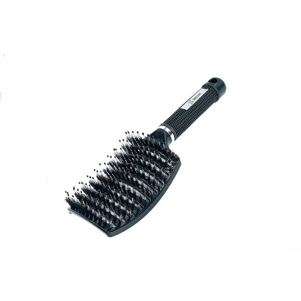 Zabolight Premium Vent Boar Bristle Hair Brush Vented Detangling Oversize Hair Brush for Thick Long Curly Hair, Curved Fast Blow Drying Brush for Women & Men (Black)