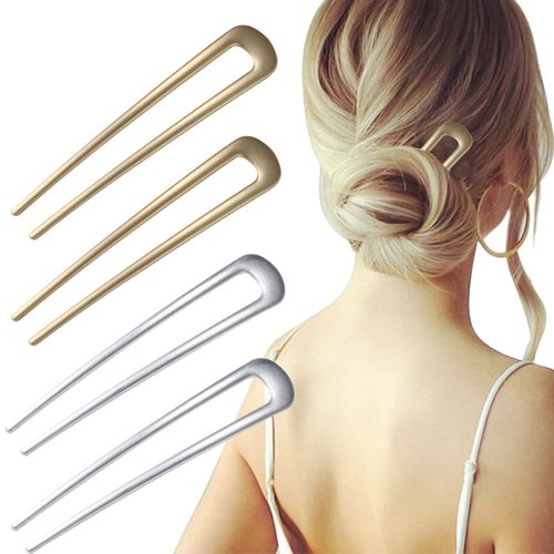U-Shaped Hair Pins Metal Vintage Hair Sticks French Hair Pin Hairstyle Chignon for Women Girls,4PCS (Multiple)-Style 5