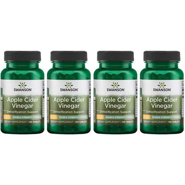 Swanson Apple Cider Vinegar - Double Strength 200 mg 120 Tabs 4 Pack
