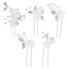 Lusofie 5Pcs Peal Flower Hair Pins Pearl Bridal Hair Pins Silver Wedding Hair Piece Wedding Hair Accessories Hair Flowers for Women Girls