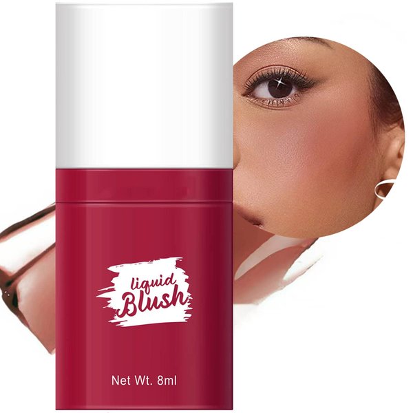 Brown Dark Liquid Blush Makeup, Liquid Blush for Cheeks, Natural Looking, Lightweight, Breathable Feel, Sheer Flush Of Color, Long-Wearing, Dewy Finish 0.27 Fl Oz (06#)