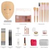3D Makeup Practice Kit,Reusable Silicone Makeup Practice Face Board/Makeup Mannequin Face,with Makeup Brushes Set&Eyebrow Pencils&Eyelashes&a Makeup Bag&makeup remover towel&Eyeshadow&Lipstick