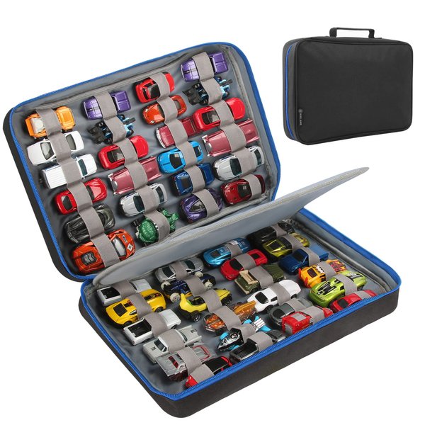 KISLANE Carrying Case for 48 Toy Cars, Kids Toy Cars Storage Case Hold 48 Toy Cars(Bag Only (Black)