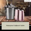 Sipworks Champagne Tumbler - 8oz Stainless Steel Wine Tumbler with Double Walled Vacuum Insulation - Spill Resistant, Shatterproof Insulated Champagne Flutes for Travel & Parties - Mahogany