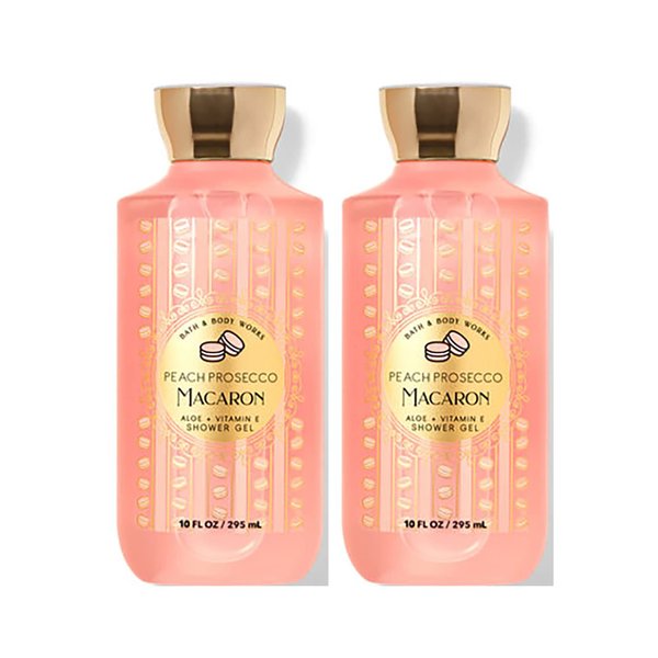 Bath and Body Works Peach Prosecco Macaron Shower Gel Gift Sets 10 Oz 2 Pack (Peach Prosecco Macaron)