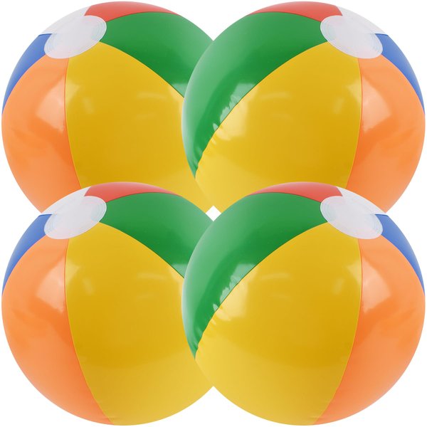 Redvigh Inflatable Beach Ball 4PCS, 16 Inch Rainbow Beach Balls Bulk for Swimming Pool Beach Game Hawaiian Tropical Theme Party Decorations Favors Supplies