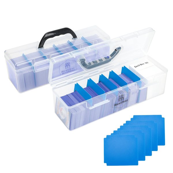 Meetikar Trading Card Storage Box Compatible with 200+ Toploaders 1000+ Magic Commander, Yugioh, TCG Cards, Toploader Storage Box Includes 5 movable Dividers fit for MTG Card Storage (2 Pack)
