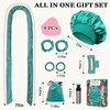 Gwabee No Heat Hair Curlers to Sleep In Overnight Curls Headband, 70" Long Soft Hair Curler No Heat Curling Headband Ribbon Curl Wrap for Long Hair Rollers, 9 PCS Hair Curling Rods Set -Blue green