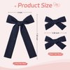 DEEKA Navy Cotton Linen Hair Bows 2 Sizes 5"&3.5" Soft Hair Bow set for Toddler Girls Long Ponytail Knot Bows Alligator Clip Hair Accessories for Little School Girls (Navy)