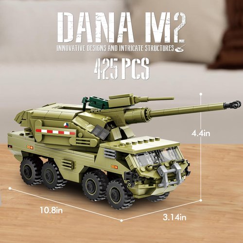 ZYLEGEN Military Vehicles Toy Building Set, Armored Vehicles Building Kit, Wars Army Battle Car Constrction Building Block for Kids and Adult (425PCS)