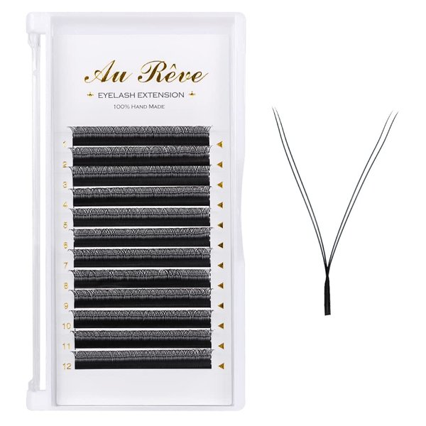 Y Lashes Extensions YY Lash Extensions D Curl 0.07mm 11mm Mix Tray Y Shape 4D Volume Premade Fan Lashes Matte Black Easy Fans Lashes Professional Use YY Lash (YY-0.07-D, 11mm)