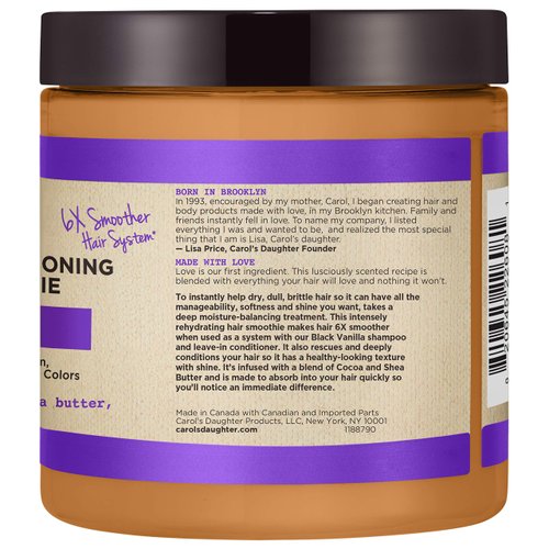 Carol’s Daughter Black Vanilla Moisture & Shine Hair Smoothie for Dry Hair and Dull Hair, with Shea Butter, Cocoa Butter and Vitamin B5, Paraben Free Hair Treatment, 8 oz