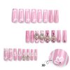 Rchovsam xl Press on Nails Square Extra Long Fake Nails Gold Butterfly Stick on Nails Glue on Nails Pink 3D Diamond Flowers Extra Long Press on Nails For Wemon and Girls 24pcs