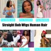 Rismale Hair Short Bob Wigs Human Hair Lace Closure Wigs Brazilian Straight Bob Human Hair Wigs 150% Density Pre Plucked with Baby Hair Natural Color (10, straight bob wig)