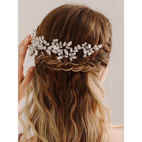 Denifery 3pcs Handmade Rhinestone Bridal Hair Pin Crystal Wedding Hair Pieces Rhinestone Bridal Hair Accessories for Women, Girls, Bridesmaids (Gold)