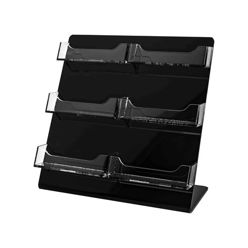 Marketing Holders Business Card Holder 6 Pockets for 3.5" x 2" Appointment Cards Clear and Black Acrylic Display for Desks in Dental and Doctors Offices