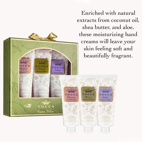 Tocca Wonders Collection - Crema Veloce Mini Hand Cream Set of 3 - Includes Florence, Colette, and Cleopatra - Moisturizing Hand Cream, Each 1.5 oz