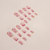 Summer Press on Nails Medium Fake Nails with Colorful Flower and Swirl Designs Artificial Nails Simple Nature Pink French Tip Acrylic Nails for Women Girls Nail Supplies 24pcs