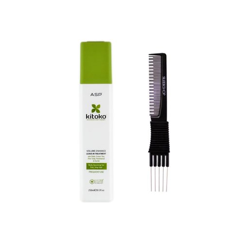 yper Asp Kitoko Volume - Enhance Leave - In Treatment (8.5 oz) with Teasing Comb Pack 1