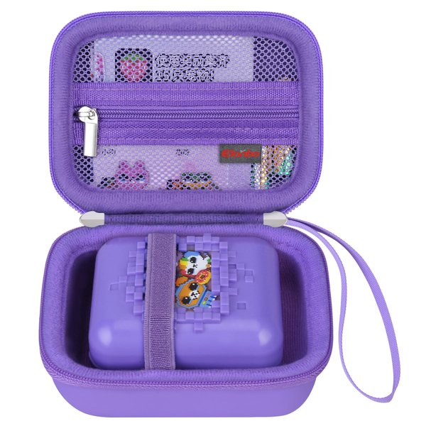 Elonbo Carrying Case for Bitzee Digital Pet Interactive Virtual Toy, Electronic Pets Kids Toys Travel Storage Cover Bag Organizer Holder, Mesh Pocket fits Batteries. Purple