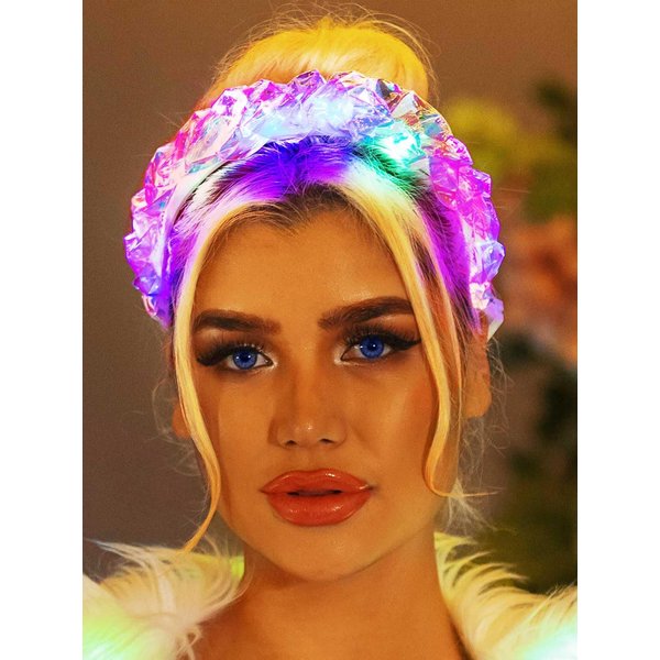 GORTIN Light up Headband LED Hair Band Glowing Braided Hair Hoop Glitter Headpiece Nightclub Party Rave Costume Headwear Hair Accessories for Women and Girls