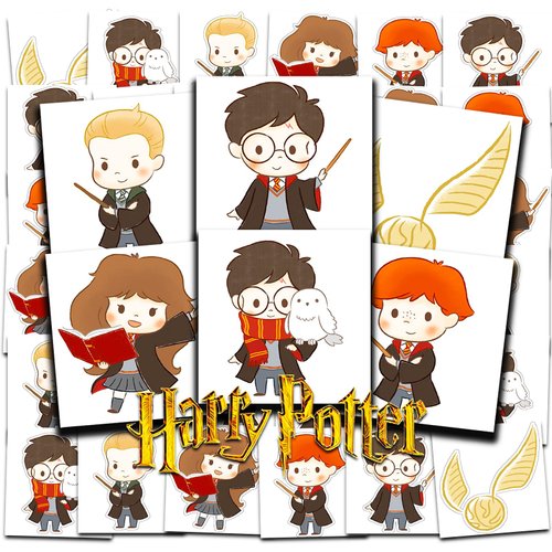 Harry Potter Tattoos Party Favors Bundle ~ 72 Perforated Individual 2" x 2" Harry Potter Temporary Tattoos for Kids Boys Girls (Harry Potter Party Supplies)