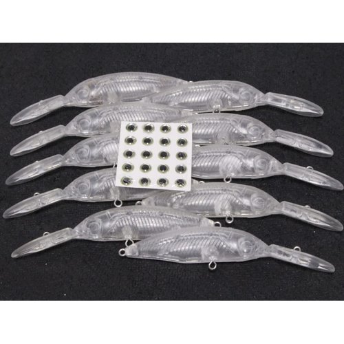 wLure 10 Blank Unpainted Minnow Jerkbait Medium Diver Tight Wobble Fishing Lures with Free Eyes UPM514