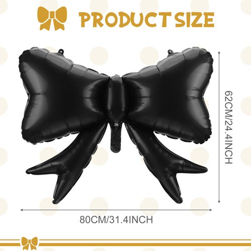 Hungdao 8 Pcs Bow Balloon Bow Theme Birthday Party Decoration Latex Bow Balloon Baby Shower Girl Party Supplies Macaron Coquette Cute Supplies Wedding Bridal Shower Decoration (Black)
