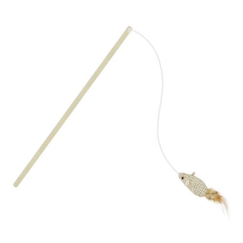 TTcat Cat Wand Toy for Indoor Cats, Natural Wood Cat Wand Toy with Feather Mice Toy,Interactive Cat Toy Kitten Toy for Indoor Cats to Play Chase Exercis