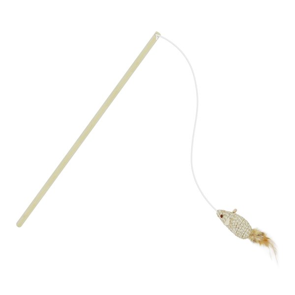 TTcat Cat Wand Toy for Indoor Cats, Natural Wood Cat Wand Toy with Feather Mice Toy,Interactive Cat Toy Kitten Toy for Indoor Cats to Play Chase Exercis