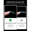 Yokilly Clear Coffin Nails Tips, 550PCS Long C Curved Nail Tips for Acrylic Nails Professional, Half Cover Square Soft Gel Fake Nail Tips for Dip Powder Nail Salons and DIY Nail Art