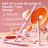 Nail Art Liner Brushes - Eptbsdu 5PC Nail Art Brush for Long Lines, Liner Brush UV Gel Polish Painting Nail Design Brush Metal Handle Nail Drawing Pens, Sizes 4/8/12/20/25mm