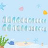 Kawyehu Kids Press on Nails Short Almond Children Fake Nails Artificial Nail Tips Adhesive Full Cover Short False Fingernails for Girls Kids Nail Decoration (Shine Ocean Party)