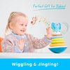 PlenPLAY Baby Tummy Time Toys, Musical Stacking Rings, Stacking Toys for Toddlers 1-3, Weeble Wobble Toys for Babies 6 9 12 Months, STEM Learning Toy, Sensory Toys for Babies (Elephant)