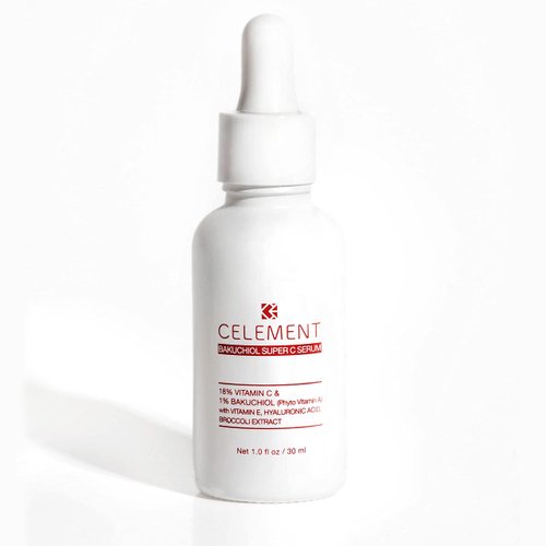 Celement Bakuchiol Super C Serum - Advanced Formula with Bakuchiol, Vitamin C, and Hyaluronic Acid for Youthful and Radiant Skin - Vegan, 1.0 fl. oz.